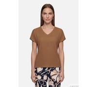 T-Shirt aus Crêpe-Stoff mit V-Ausschnitt Classic Nougat 42