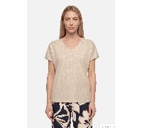 Kurzarmshirt BETTY BARCLAY "Damen mit Struktur", Damen, Gr. 42, beige (grau), Obermaterial: 99% Polyester, 1% Elasthan, loose fit normal, V-Ausschnitt, Shirts (11724335-42) grau