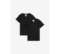 T-Shirt BONPRIX, Damen, Gr. 36/38 (S), schwarz (schwarz, schwarz), Jersey, Obermaterial: 100% Baumwolle, unifarben, loose fit normal, Rundhals, gerader Abschluss, Shirts T-Shirt, lockere Passform, Kur