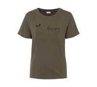 T-Shirt BONPRIX "T-Shirt aus reiner Baumwolle", Damen, Gr. 40/42 (M), grün (dunkeloliv), Jersey, Obermaterial: 100% Baumwolle, unifarben, bequem hüftlang, Rundhals, Shirts T-Shirt, bequeme Passform, K