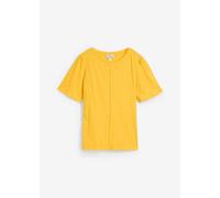 T-Shirt BONPRIX, Damen, Gr. 48/50 (XL), safrangelb, Jersey, Obermaterial: 100% Baumwolle, unifarben, loose fit hüftbedeckend, Rundhals, weit, Shirts T-Shirt, lockere Passform, weite Ärmel mit dezenter