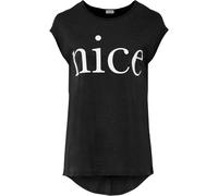 T-Shirt BONPRIX, Damen, Gr. 40/42 (M), schwarz (schwarz, weiß), Obermaterial: 100% Baumwolle, bequem, Shirts T-Shirt, bequeme Passform, Kurzarm, mit Rundhalsausschnitt (83414826-40) schwarz, weiß