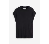 T-Shirt BONPRIX "T-Shirt aus softer Viskose", Damen, Gr. 36/38 (S), schwarz, Web, Obermaterial: 95% Viskose, 5% Elasthan, unifarben, lässig geschnitten normal, Rundhals, Shirts T-Shirt, lässige Passfo