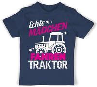 T-Shirt Baby - Traktoren - Echte Mädchen Fahren Traktor - 6/12 Monate - Navy Blau - Landwirt trecker Landwirtschaft Fahrer traktorfan Frauen Bauern echte+mädchen+Fahren+Traktor Bauer