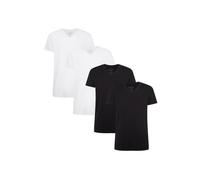 Bamboo basics Herren T-Shirt VELO, 4er Pack - Unterhemd, V-Neck, Single Jersey Weiß/Schwarz 2XL