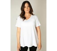 T-Shirt BASE LEVEL CURVY "Alba", Damen, Gr. 58 (60), weiß, Single Jersey, Obermaterial: 94% Viskose, 6% Elasthan, unifarben, figurumspielend hüftlang, V-Ausschnitt, abgesteppt, Shirts T-Shirt, mit V-A