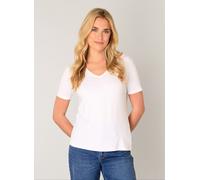 T-Shirt BASE LEVEL "Yanic", Damen, Gr. 36, weiß, Single Jersey, Obermaterial: 96% Viskose, 4% Elasthan, unifarben, regular fit hüftbedeckend, V-Ausschnitt, Shirts T-Shirt, mit V-Ausschnitt (35136352-3