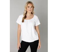 T-Shirt BASE LEVEL "Yona", Damen, Gr. 46, weiß, Jersey, Obermaterial: 94% Viskose, 6% Elasthan, unifarben, figurumspielend hüftlang, Rundhals, Shirts T-Shirt, mit Raffung am Rundhalsausschnitt (518037