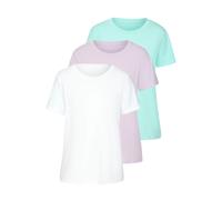 T-Shirt BEACHTIME "mit modischem Schlitz am Saum", Damen, Gr. 40/42, flieder, türkis, weiß, Single Jersey, Obermaterial: 100% Baumwolle, unifarben, Basic, figurumspielend, Rundhals, Kurzarm, Shirts, a