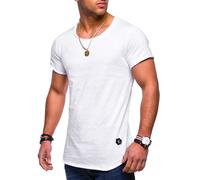Rello & Reese Herren Oversize T-Shirt Crew Rundhals MT-7103 [Weiß, XXL]