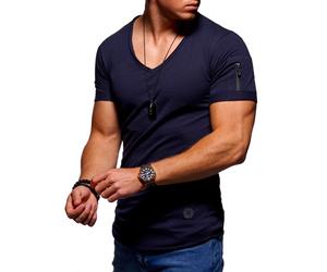 T-Shirt BEHYPE "KANE", Jungen, Gr. M, blau (dunkelblau), 100% Baumwolle, unifarben, Shirts T-Shirt, mit modernem V-Ausschnitt (31642425-M) dunkelblau