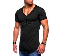 T-Shirt BEHYPE "NUKE", Herren, Gr. M, schwarz, 100% Baumwolle, unifarben, V-Ausschnitt, Shirts T-Shirt, mit V-Ausschnitt (58076226-M) schwarz