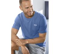 T-Shirt BENCH. LOUNGEWEAR, Damen, Gr. 3XL (64/66), blau, Single Jersey, Obermaterial: 100% Baumwolle, unifarben, Basic, bequem normal, Rundhals, abgesteppte Kante, Shirts T-Shirt, mit kleinem Markenau
