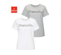 BENCH. LOUNGEWEAR T-Shirt Damen 1x grau melange, 1x weiß Gr.48/50