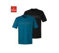 T-Shirt BENCH. LOUNGEWEAR, Damen, Gr. L, grün (petrol, schwarz), Single Jersey, Obermaterial: 100% Baumwolle, unifarben, Basic, Basic normal, Rundhals, Shirts T-Shirt, Shirt mit Logoprint, Basicshirt