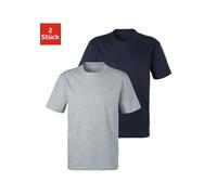 T-Shirt BENCH. LOUNGEWEAR, Damen, Gr. M, grau (grau, meliert, navy), Obermaterial: 100% Baumwolle, unifarben, Basic, bequem normal, Rundhals, Shirts T-Shirt, Basic in uni (26401726-M) grau, meliert, n