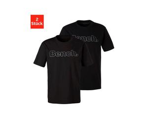 T-Shirt BENCH. LOUNGEWEAR, Herren, Gr. S, schwarz, Single Jersey, Obermaterial: 100% Baumwolle, unifarben, Basic, Basic normal, Rundhals, Shirts T-Shirt, Shirt mit Logoprint, Basicshirt mit Rundhals a
