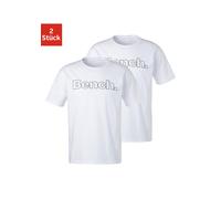 T-Shirt BENCH. LOUNGEWEAR, Herren, Gr. S, weiß, Single Jersey, Obermaterial: 100% Baumwolle, unifarben, Basic, Basic normal, Rundhals, Shirts T-Shirt, Shirt mit Logoprint, Basicshirt mit Rundhals aus 