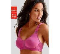 T-Shirt-BH "BH ohne Bügel, Baumwoll-BH, Soft-BH", Damen, Gr. 80, Cup E, lila (beere, weiß), Jersey, Obermaterial: 95% Baumwolle, 5% Elasthan, PETITE FLEUR BY LASCANA, Basic, BHs T-Shirt-BH, mit breite