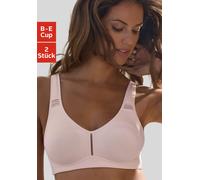 T-Shirt-BH "BH ohne Bügel, Baumwoll-BH, Soft-BH", Damen, Gr. 85, Cup C, rosa (rosé, weiß), Jersey, Obermaterial: 95% Baumwolle, 5% Elasthan, PETITE FLEUR BY LASCANA, Basic, BHs T-Shirt-BH, mit breiten