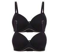 T-Shirt-BH CONTURELLE "2er Pack Spacer BH mit Bügel Pure Feeling", Damen, Gr. 80, Cup C, schwarz (schwarz schwarz), Stoff, Obermaterial: 52% Polyester PES. 33% Polyamid PA. 15% Elasthan EL., BHs T-Shi