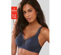 T-Shirt-BH, Damen, Gr. 100, Cup D, blau (marine, weiß), Jersey, Obermaterial: 93% Baumwolle, 7% Elasthan, PETITE FLEUR BY LASCANA, BHs T-Shirt-BH, ohne Bügel aus Baumwolle - auch ideal für große Größe