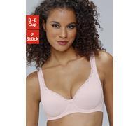 T-Shirt-BH, Damen, Gr. 105, Cup D, rosa (puder, schwarz), Jersey, Obermaterial: 85% Baumwolle, 10% Polyamid, 5% Elasthan, PETITE FLEUR BY LASCANA, BHs BH Bügel-BH Dirndl-BH T-Shirt-BH, mit Bügel & nah