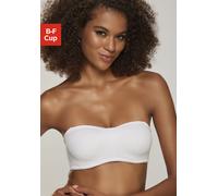 T-Shirt-BH LASCANA, Damen, Gr. 95, Cup F, weiß, Microtouch, Obermaterial: 85% Polyamid, 15% Elasthan, Basic, BHs Bandeau-BH BH Trägerlose-BH Bügel-BH T-Shirt-BH, ohne Schale mit abnehmbaren Trägern, B