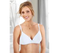 Naturana® Soft-BH ohne Bügel mit Schale [Cup A-D] Optimaler Sitz & maximaler Halt Dank Schnittführung & Breiten Trägern I T-Shirt BH I BH Damen ohne Bügel I BH bügellos 80 Weiss B