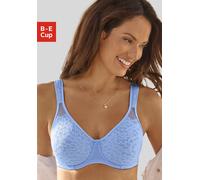 T-Shirt-BH NUANCE BY LASCANA "BH mit Bügel, Spitzen-BH", Damen, Gr. 80, Cup D, blau, Netz, Obermaterial: 79% Polyamid, 21% Elasthan, BHs T-Shirt-BH, mit breiten, leicht gefütterten Trägern, große Größ
