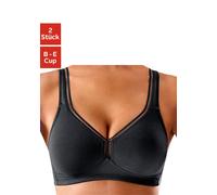 T-Shirt-BH PETITE FLEUR, Damen, Gr. 75, Cup E, schwarz (schwarz, weiß), Jersey, Obermaterial: 93% Baumwolle, 7% Elasthan, BHs T-Shirt-BH, ohne Bügel aus Baumwolle - auch ideal für große Größen, Topsel