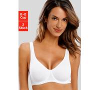 T-Shirt-BH PETITE FLEUR, Damen, Gr. 80, Cup E, schwarz-weiß (weiß, schwarz), Jersey, Obermaterial: 90% Baumwolle, 10% Elasthan, BHs BH Bügel-BH T-Shirt-BH, mit Bügel, ohne Schale (400010-80) weiß, sch