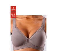 T-Shirt-BH PETITE FLEUR, Damen, Gr. 85, Cup B, braun (mocha, mousse, weiß), Jersey, Obermaterial: 93% Baumwolle, 7% Elasthan, BHs T-Shirt-BH, ohne Bügel aus Baumwolle, Basic Dessous, Topseller (849686