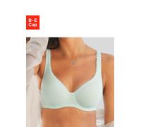 T-Shirt-BH PETITE FLEUR, Damen, Gr. 95, Cup E, grün (mint, weiß), Jersey, Obermaterial: 85% Baumwolle, 10% Polyamid, 5% Elasthan, BHs T-Shirt-BH, mit Bügel aus weicher Baumwollqualität (30700303-95) m