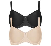 T-Shirt-BH SUSA "2er Pack Spacer BH mit Bügel Catania", Damen, Gr. 75, Cup F, bunt (schwarz beige), Obermaterial: 50% Polyamid PA. 30% Polyester PES. 20% Elasthan EL., BHs T-Shirt-BH (77692706-75) sch