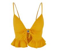 T-Shirt-BH URBAN CLASSICS "Urban Classics Damen Ladies Waffle Pique Ruffle Top", Damen, Gr. XL, US-Größen, gelb (magicmango), 65% Baumwolle, 35% Polyester, unifarben, skinny fit, BHs T-Shirt-BH (24641