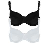 T-Shirt-BH VIANIA "2er Pack Spacer Bügel BH Sally", Damen, Gr. 75, Cup F, bunt (schwarz weiß), Stoff, Obermaterial: 65% Polyamid PA. 28% Polyester PES. 7% Elasthan EL., BHs T-Shirt-BH (76366539-75) sc