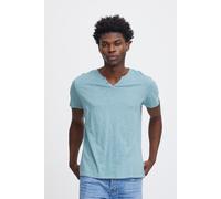 T-Shirt BLEND "BHAshton split neck tee", Herren, Gr. 3XL, blau (dusty blau), Single Jersey, Obermaterial: 100% Baumwolle, unifarben, regular fit hüftbedeckend, V-Ausschnitt, Shirts T-Shirt, mit Deko-K