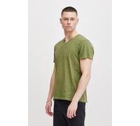 T-Shirt BLEND "BHAshton split neck tee", Herren, Gr. 3XL, grün (oil grün), Single Jersey, Obermaterial: 100% Baumwolle, unifarben, regular fit hüftbedeckend, V-Ausschnitt, Shirts T-Shirt, mit Deko-Kno