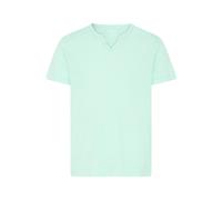 T-Shirt BLEND "BHAshton split neck tee", Herren, Gr. XXL, opal blau, Single Jersey, Obermaterial: 100% Baumwolle, unifarben, regular fit hüftbedeckend, V-Ausschnitt, Shirts T-Shirt, mit Deko-Knopfdeta