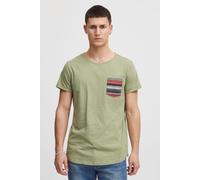 T-Shirt BLEND "BHElandro", Damen, Gr. XXL, oil grün, Web, 100% Baumwolle, gemustert, regular fit normal, Rundhals, Umschlagsaum, Shirts T-Shirt, Klassisches T-Shirt mit Rundhalsausschnitt (37207836-XX