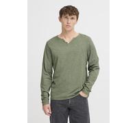 T-Shirt BLEND "BHIVALDE SPILT NCK L/S TEE", Herren, Gr. L, grün (thyme), Single Jersey, Obermaterial: 100% Baumwolle, unifarben, regular fit, V-Ausschnitt, Shirts T-Shirt (26699533-L) thyme