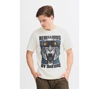 T-Shirt BLEND "BHTee", Damen, Gr. XL, weiß (weiß tiger), Web, 100% Baumwolle, bedruckt, Basic, regular fit normal, Rundhals, normaler Saum, Shirts T-Shirt, Lässiges T-Shirt mit Print (82668907-XL) wei