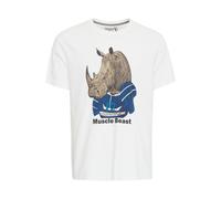 Blend He BHTee Herren T-Shirt Kurzarm Shirt mit Print Rundhals 100% Baumwolle, Größe:L, Farbe:White Rhino (203438)