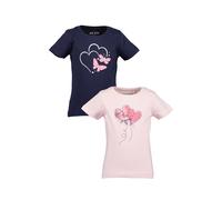 T-Shirt BLUE SEVEN "Blue Seven 2er Pack Mädchen T-Shirts mit Herzen", Mädchen, Gr. 122, m003, multipack 3, 100% Baumwolle, normal, Rundhals, Shirts T-Shirt (14420131-122) m003, multipack 3
