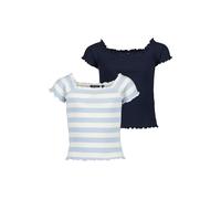 T-Shirt BLUE SEVEN "Blue Seven Teenager Mädchen 2er Pack T-Shirts", Jungen, Gr. 164, m001, multipack 1, 95% Baumwolle, 5% Elasthan, normal, Carmenausschnitt, Shirts T-Shirt (38559313-164) m001, multip