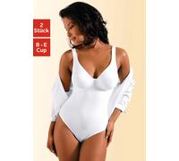 T-Shirt-Body NUANCE, Damen, Gr. 75, Cup C, schwarz (schwarz, weiß), Obermaterial: 77% Polyamid (TACTEL), 16% Elasthan (LYCRA), 7% Baumwolle, Basic, figurbetont, eckiger Ausschnitt, Bodys, mit Bügel, m