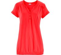 T-Shirt BONPRIX "Baumwoll-Shirt, Kurzarm", Damen, Gr. 40/42 (M), rot (signalrot), Obermaterial: 100% Baumwolle, lässig geschnitten, Shirts T-Shirt, lässige Passform, Kurzarm, V-Ausschnitt, aus Baumwol