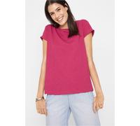 T-Shirt BONPRIX "Boxy-Shirt", Damen, Gr. 44/46 (L), beerenrot, Web, Obermaterial: 100% Baumwolle, figurumspielend normal, Rundhals, Aufschlag, Shirts T-Shirt, lockere, figurumspielende Passform, Kurza