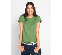 T-Shirt BONPRIX "Boxy-Shirt", Damen, Gr. 52/54 (XXL), grün, Web, Obermaterial: 100% Baumwolle, unifarben, figurumspielend normal, Rundhals, Aufschlag, Shirts T-Shirt, Boxy-Shirt (73000359-52) grün